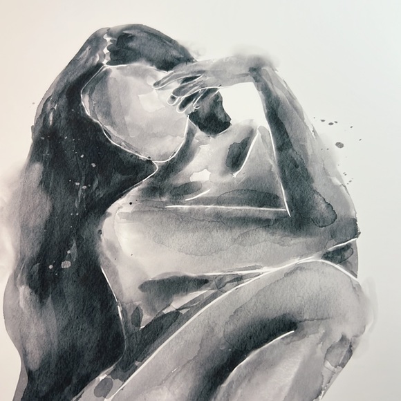 Abstract Nude Woman Watercolor Portrait  Print Poster Unframed - Picture 15 of 17